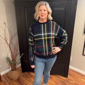 Nautica Men's Plaid Crewneck Sweater - Black, Red, Green